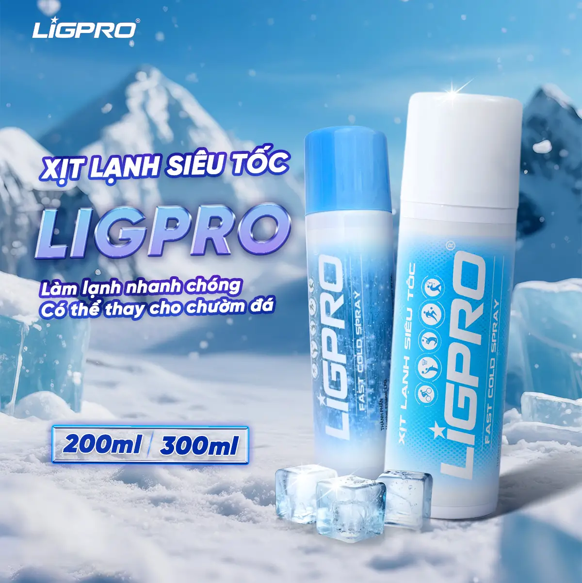 Xịt Lạnh Siêu Tốc Giảm Đau Ligpro 200ml