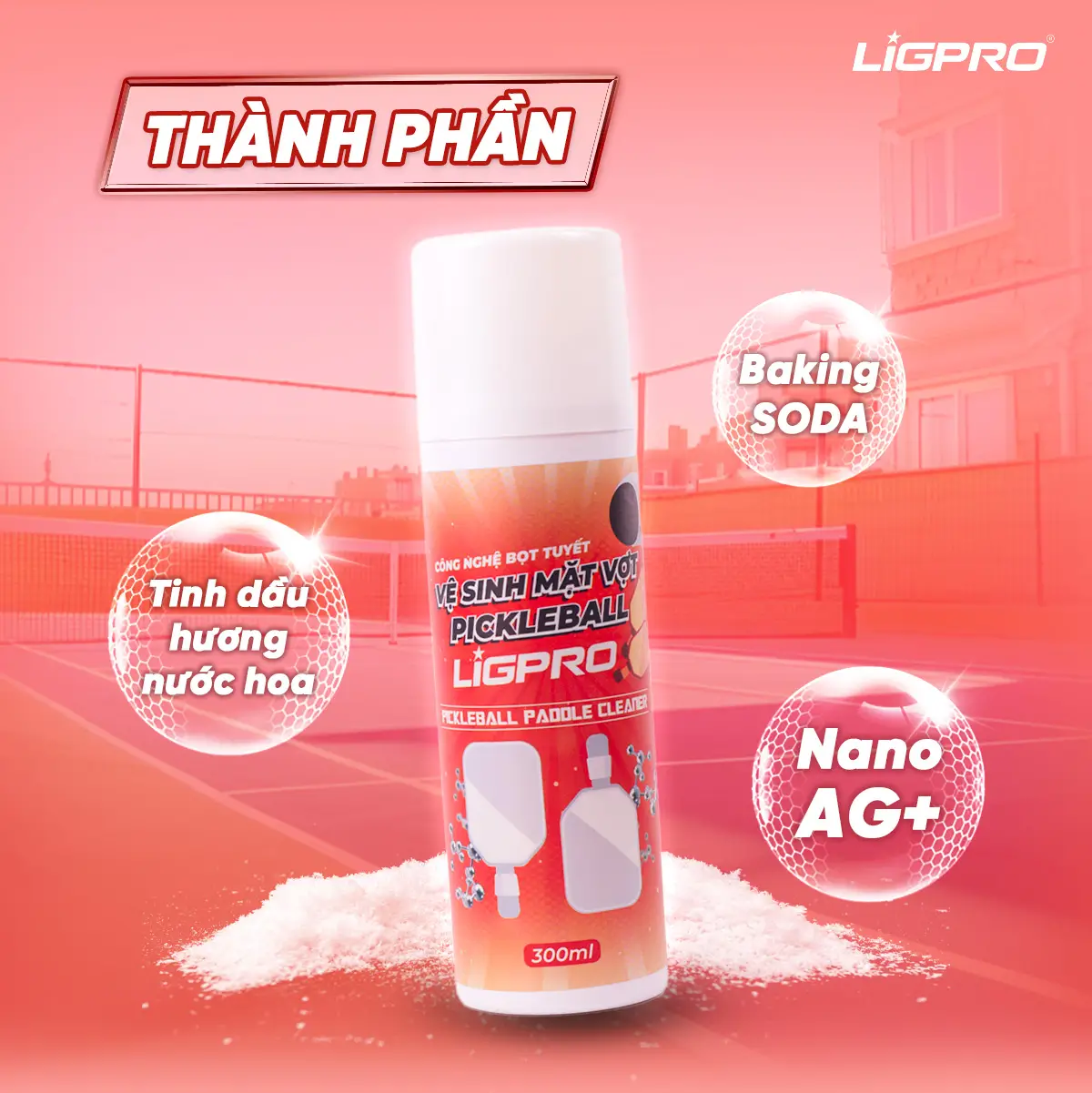 Xịt Vệ Sinh Mặt Vợt Pickleball Ligpro 300ml