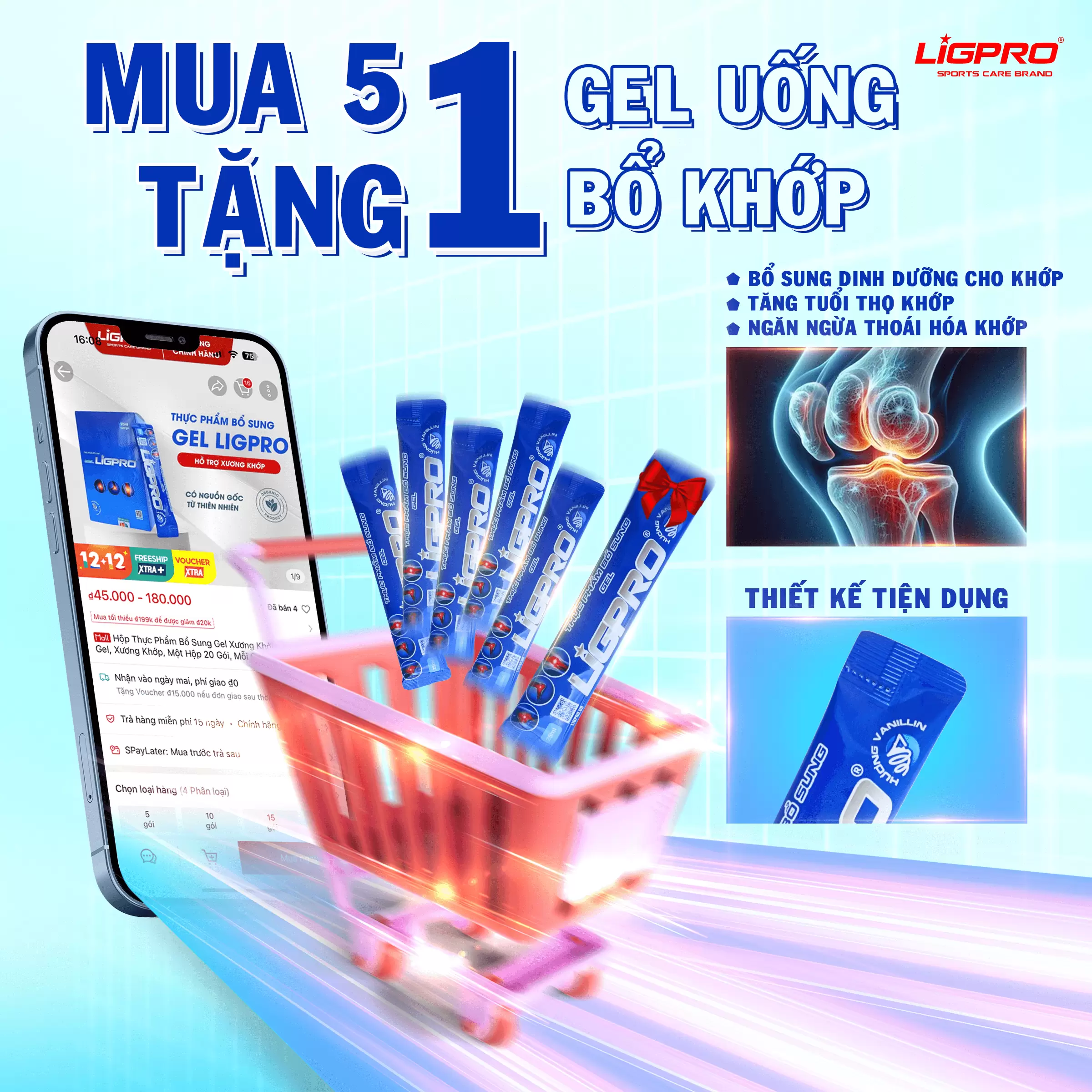 Mua 5 gói gel tậng 1 gói gel bổ khớp