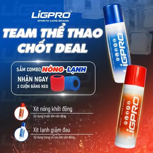 Combo thể thao xịt nóng lạnh của Ligpro