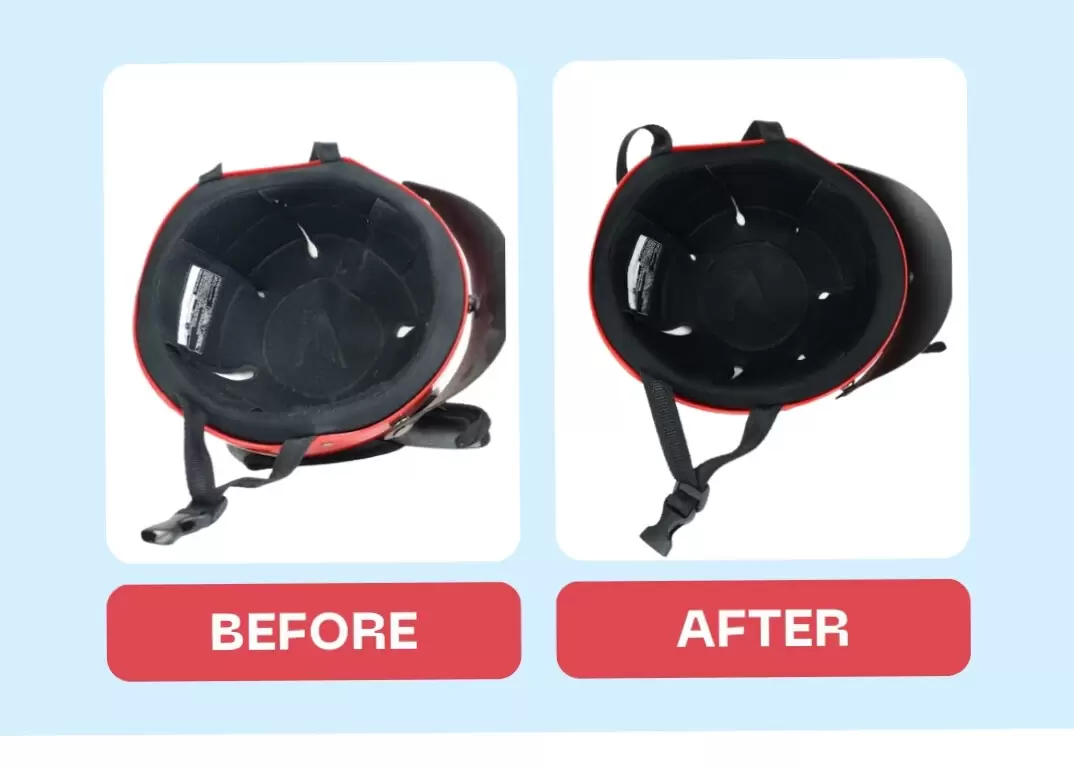Trước và Sau khi sử dụng Xịt Vệ Sinh Mũ Bảo Hiểm Nano Bạc Ligpro