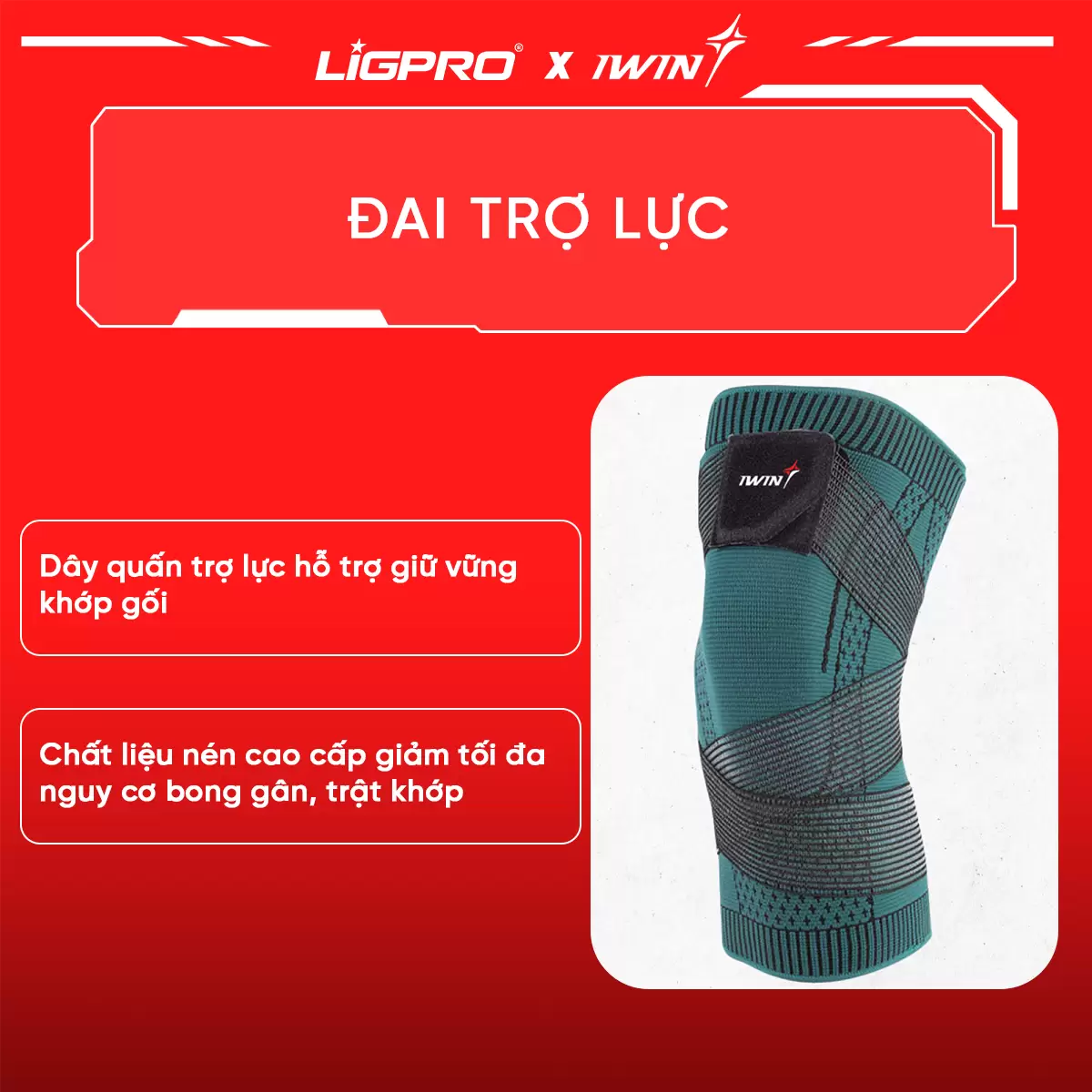 Bó Gối Thể Thao iWin Keepa IKN106 – Đai Quấn Trợ Lực Hỗ Trợ Cố Định Khớp Gối, Dây Chằng, Cơ Quanh Gối