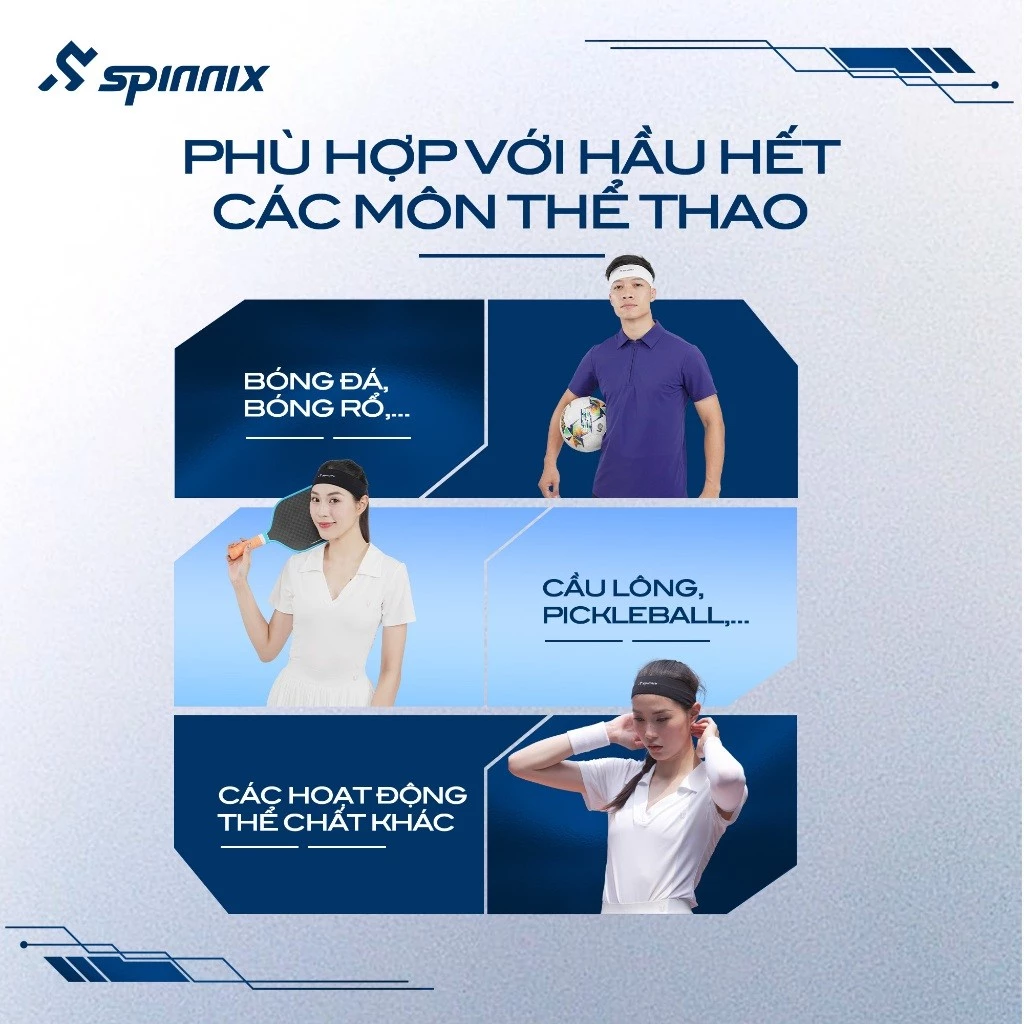Băng Đô Thể Thao Spinnix Comfie: Mềm Mại, Thấm Hút, Chặn Mồ Hôi, Tập Gym, Chạy Bộ, Pickleball