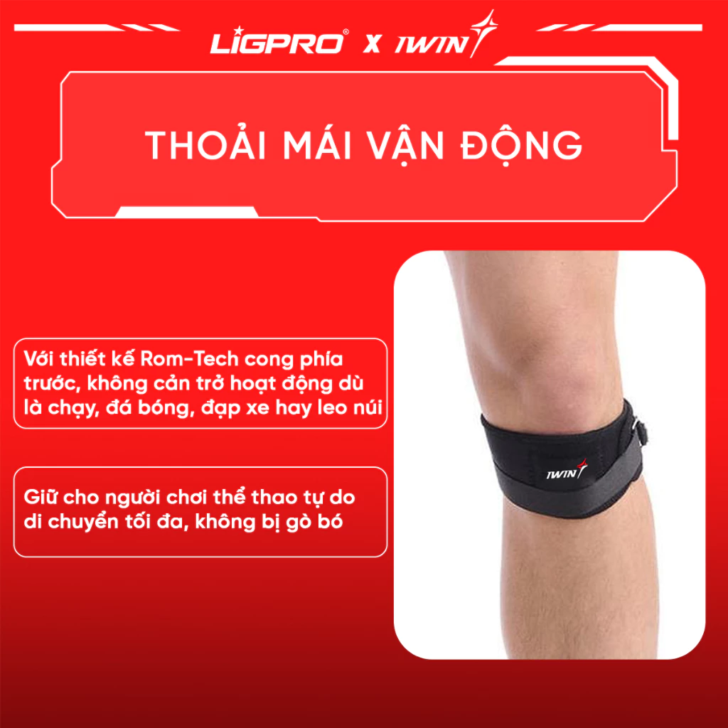 Bó Gối Thể Thao iWin Keepa IKN202: Hỗ Trợ Gân Bánh Chè, Giảm Đau Đầu Gối Khi Chạy Bộ, Tập Gym, Chơi Pickleball