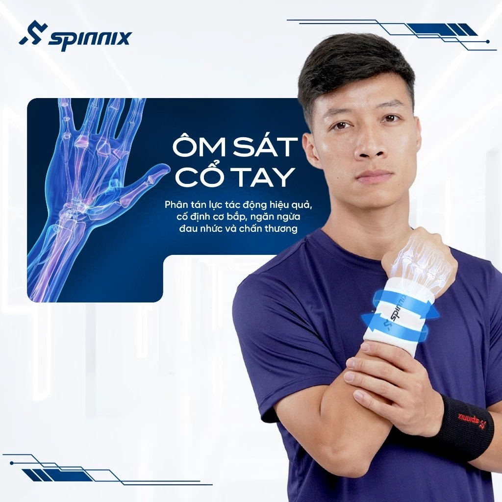 Băng Tay Thể Thao Spinnix Grip: Bảo Vệ Cổ Tay, Ôm Sát, Chất Liệu Mềm Mịn, Thấm Hút Mồ Hôi