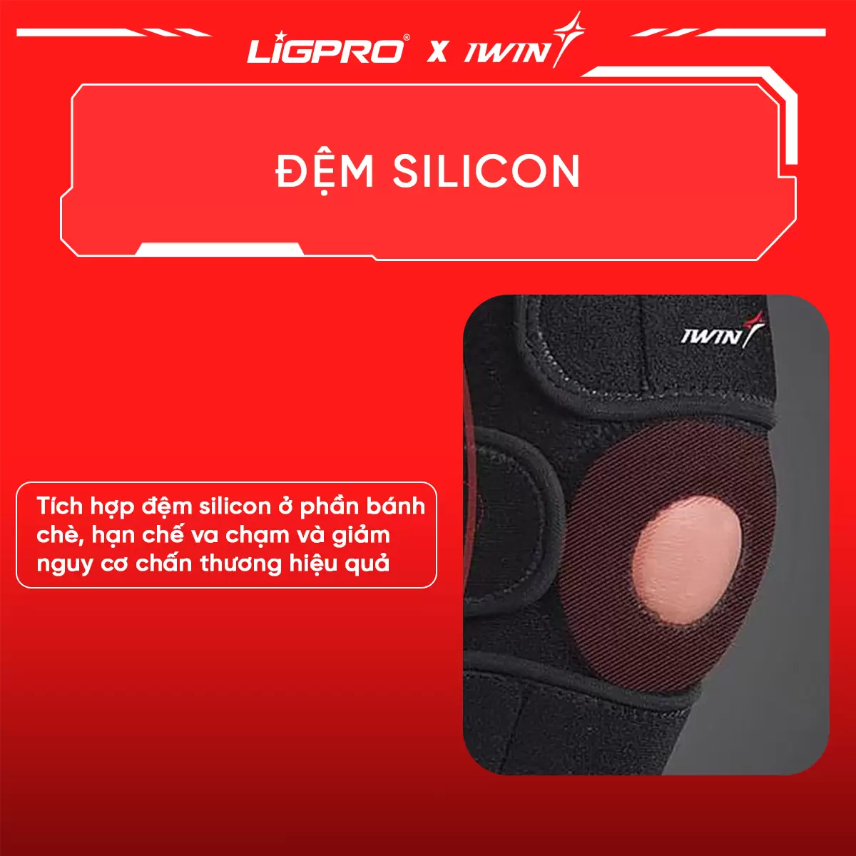 Bó Gối Thể Thao iWin Keepa IKN201: Thiết Kế 3 Đai Quấn Dán Linh Hoạt, Đệm Silicon Bảo Vệ Đầu Gối