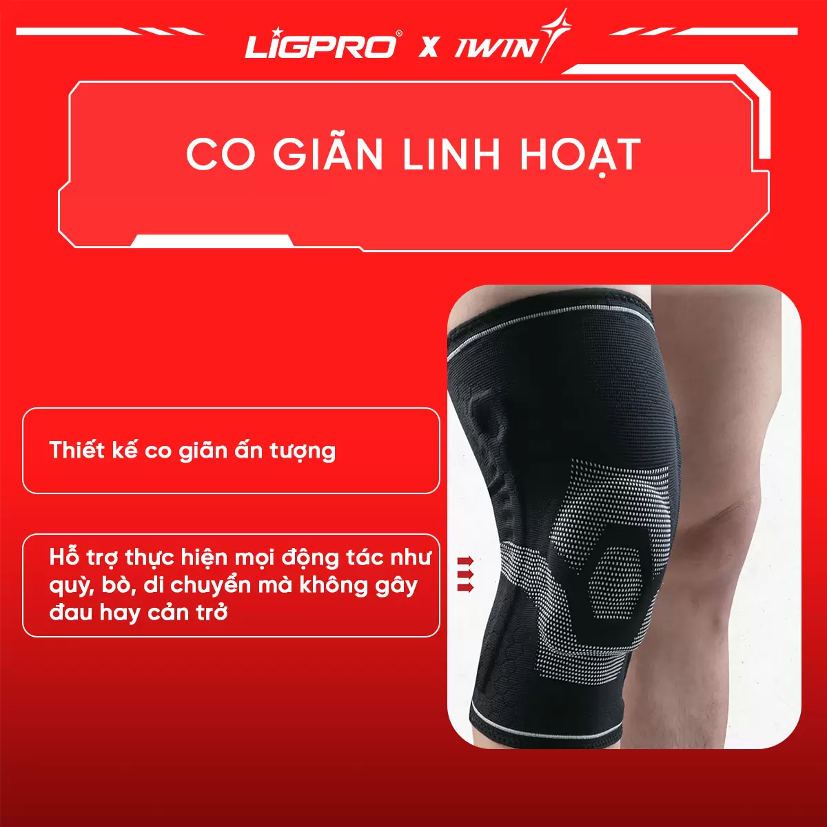 Bó Gối Thể Thao Silicone iWin Keepa IKN108 – Miếng Lót Bọt Biển Dạng Cứng Chống Va Đập, Trầy Xước