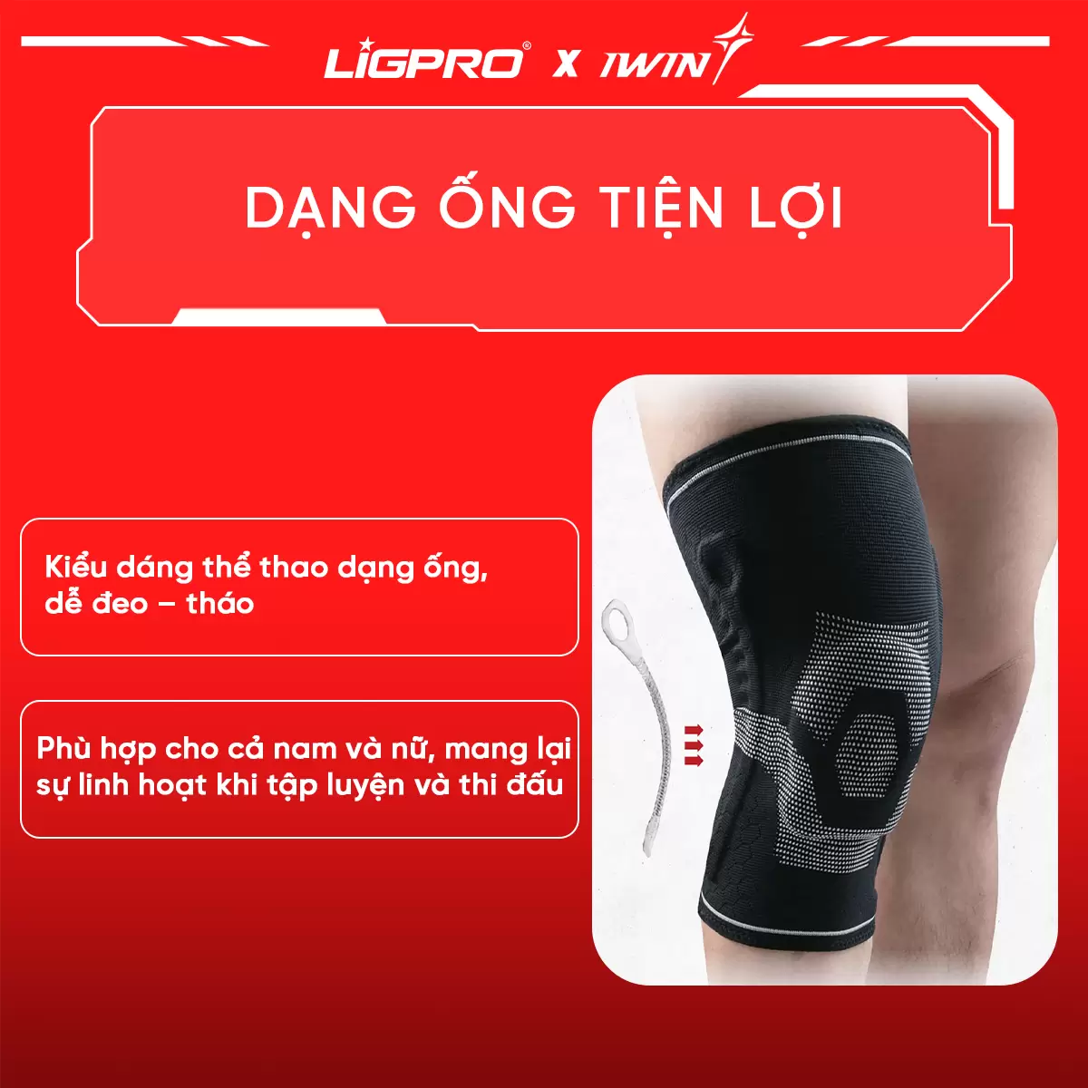 Bó Gối Thể Thao Silicone iWin Keepa IKN108 – Miếng Lót Bọt Biển Dạng Cứng Chống Va Đập, Trầy Xước