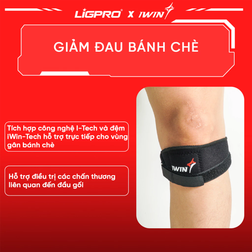 Bó Gối Thể Thao iWin Keepa IKN202: Hỗ Trợ Gân Bánh Chè, Giảm Đau Đầu Gối Khi Chạy Bộ, Tập Gym, Chơi Pickleball