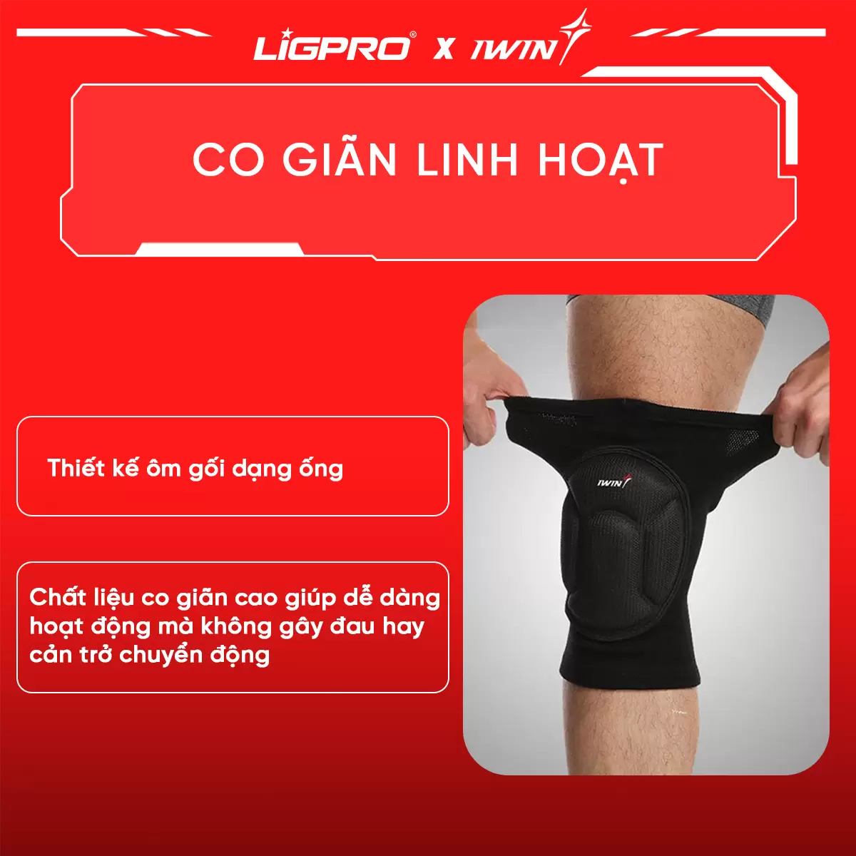 Bó Gối Thủ Môn iWin Keepa IKN301: Có Đệm Bảo Vệ Đầu Gối, Hạn Chế Tối Đa Chấn Thương, Trầy Xước
