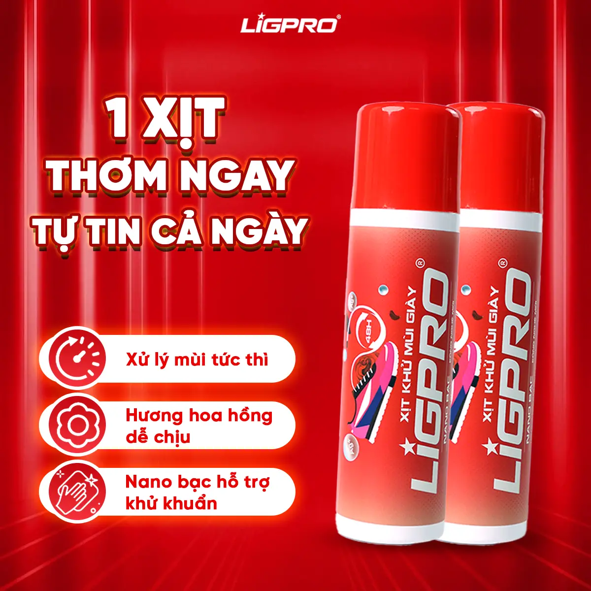 XỊT KHỬ MÙI GIÀY NANO BẠC HƯƠNG HOA HỒNG