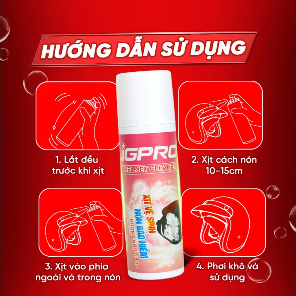Vệ sinh nón bảo hiểm – xịt nón Ligpro và cách xử lý nón hôi triệt để, an toàn