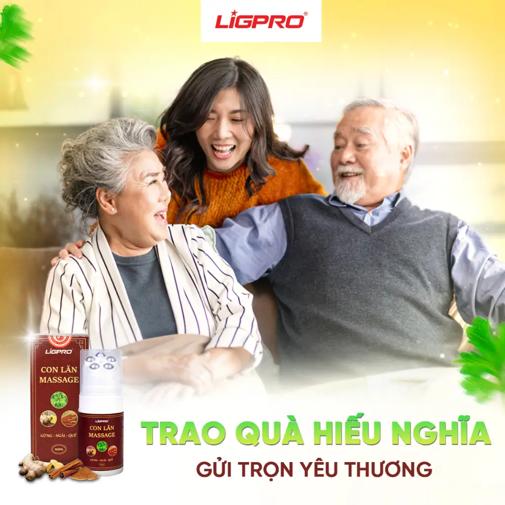 Con Lăn Massage LIGPRO Gừng Ngải Quế – Giải pháp hỗ trợ giảm đau, thư giãn và phục hồi cơ thể từ thảo dược tự nhiên