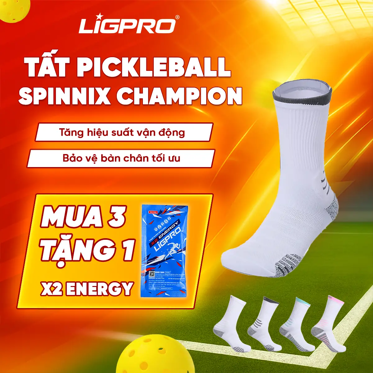 Tất Thể Thao Spinnix Champion – Chống Trơn, Đệm Cushion, Nén 20mmHg Hỗ Trợ Hiệu Suất