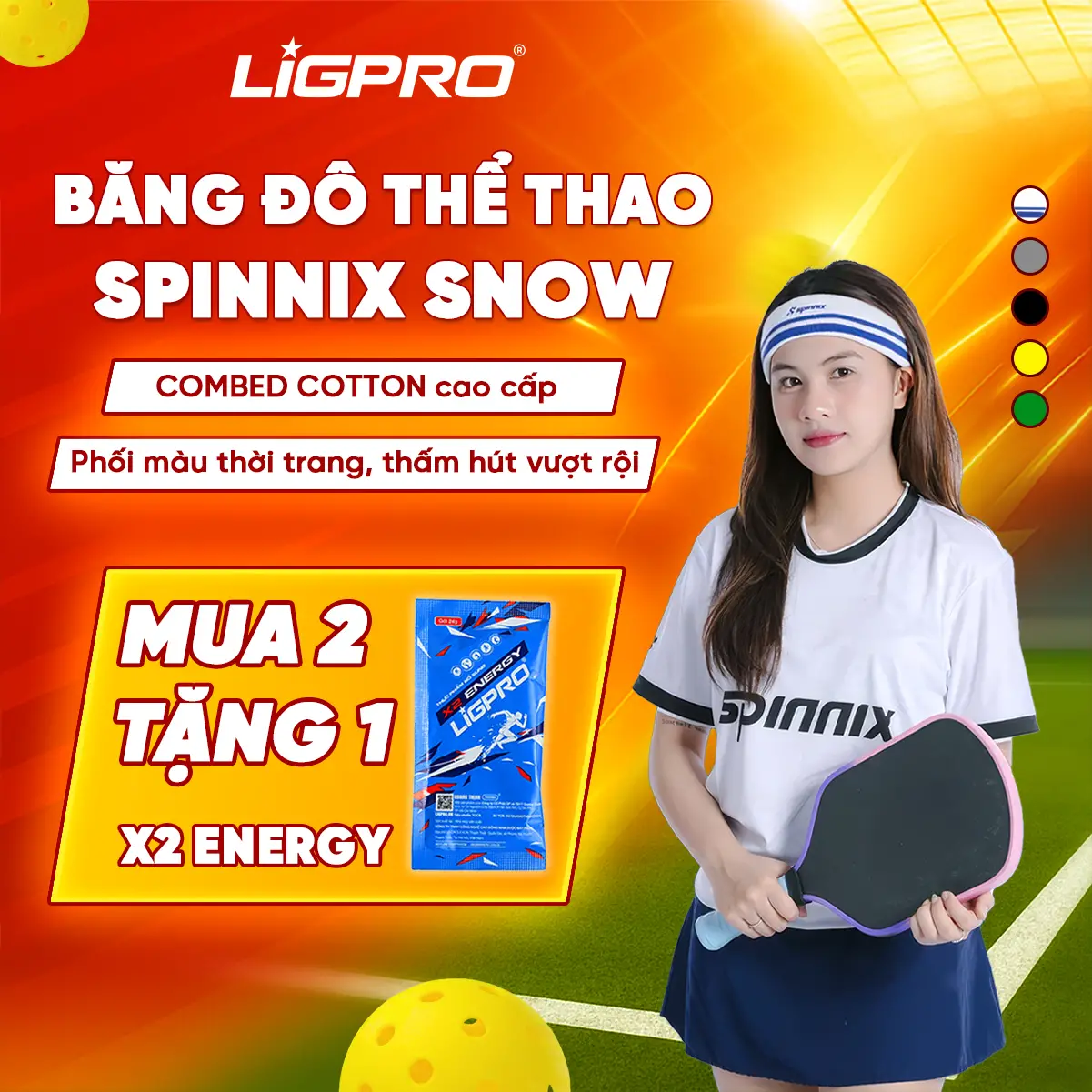 Băng Đô Thể Thao Spinnix Snow – Thấm Hút Mồ Hôi, Co Giãn Thoải Mái, Không Tuột