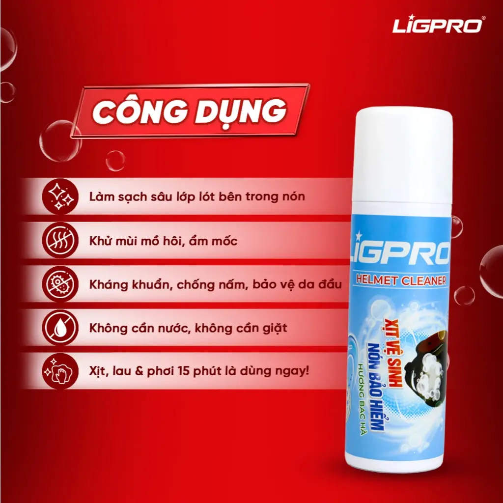 Vệ sinh nón bảo hiểm – xịt nón Ligpro và cách xử lý nón hôi triệt để, an toàn