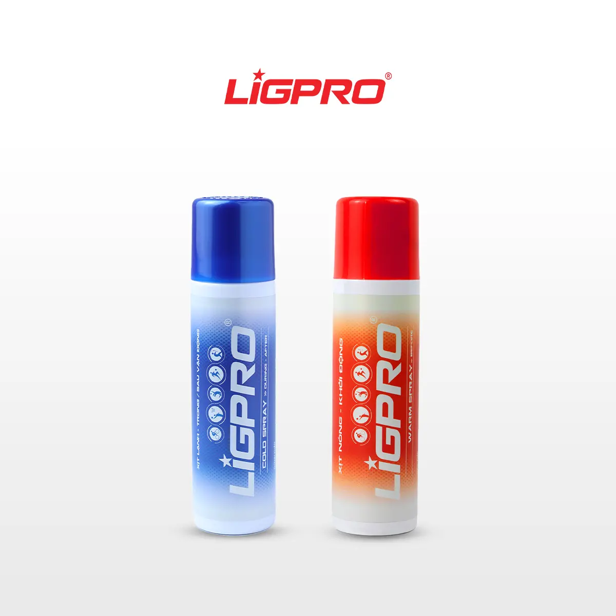 Combo Bình Xịt Thể Thao Ligpro (160ml/200ml): Xịt Nóng Khởi Động + Xịt Lạnh Giảm Đau