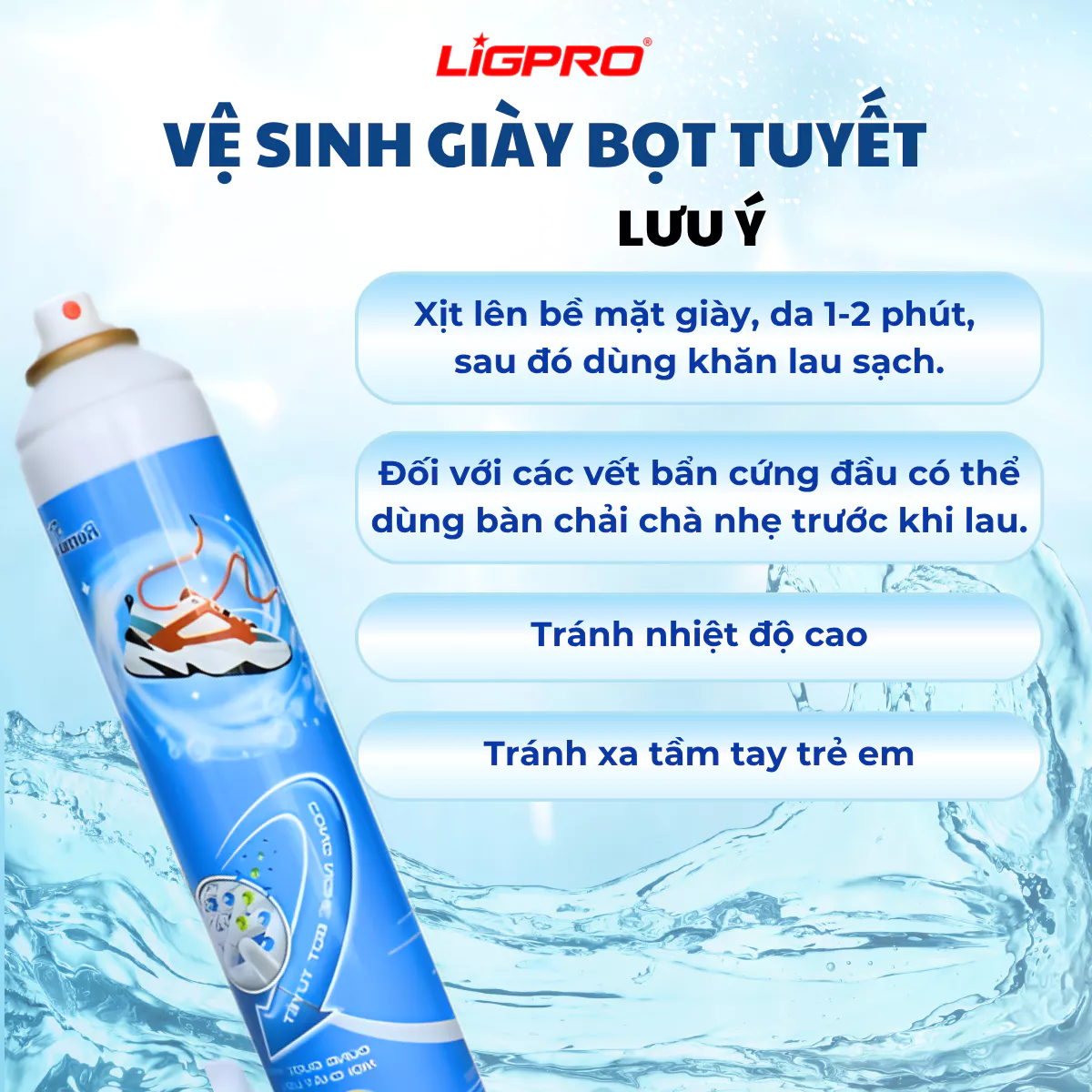 Chai Xịt Vệ Sinh Giày Bọt Tuyết (Shoe Clean) Ligpro 420ml