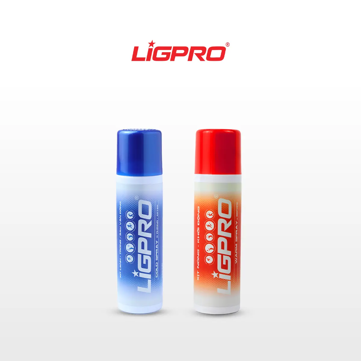 Combo Bình Xịt Thể Thao Ligpro (160ml/200ml): Xịt Nóng Khởi Động + Xịt Lạnh Giảm Đau