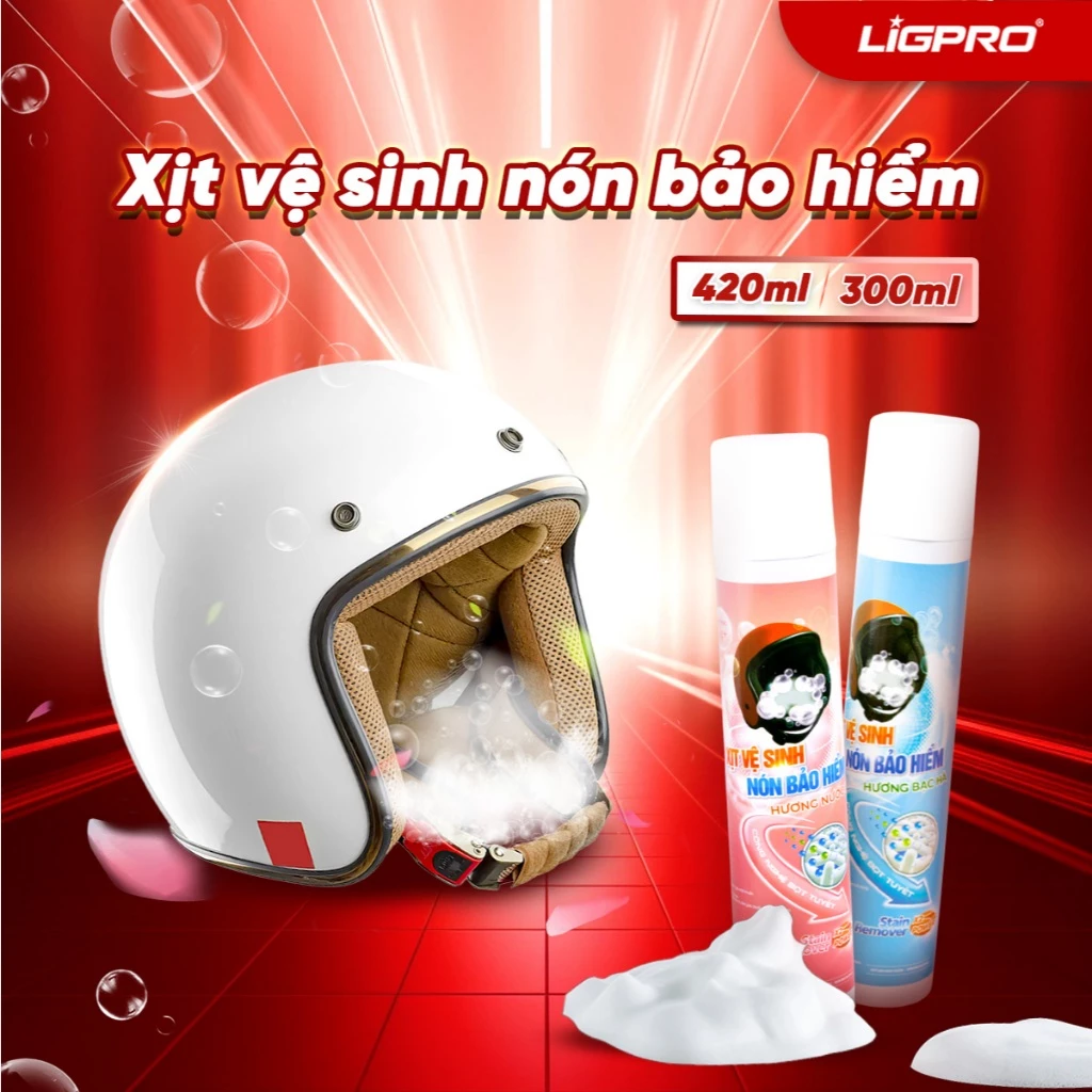 Xịt Vệ Sinh Nón, Mũ Bảo Hiểm Ligpro 300ml | 420ml – Giải Pháp Vệ Sinh Nón Nhanh, Đập Tan Khói Bụi, Khử Mùi Và Bảo Vệ Da Đầu Trong Mùa Nắng Nóng Gay Gắt