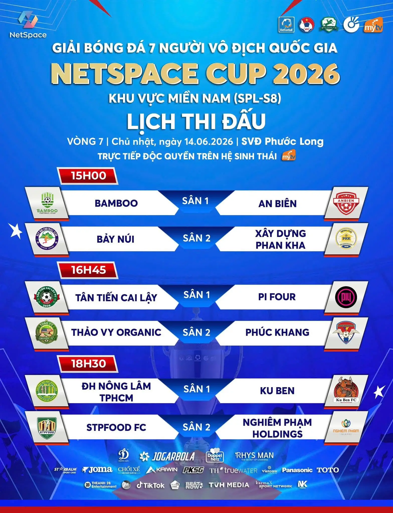 GIẢI BÓNG ĐÁ SPL-S8: LỊCH THI ĐẤU VÒNG 6 VÀ VÒNG 7 CHÍNH THỨC CỦA AN BIÊN, THẢO VY, PHÚC KHANG
