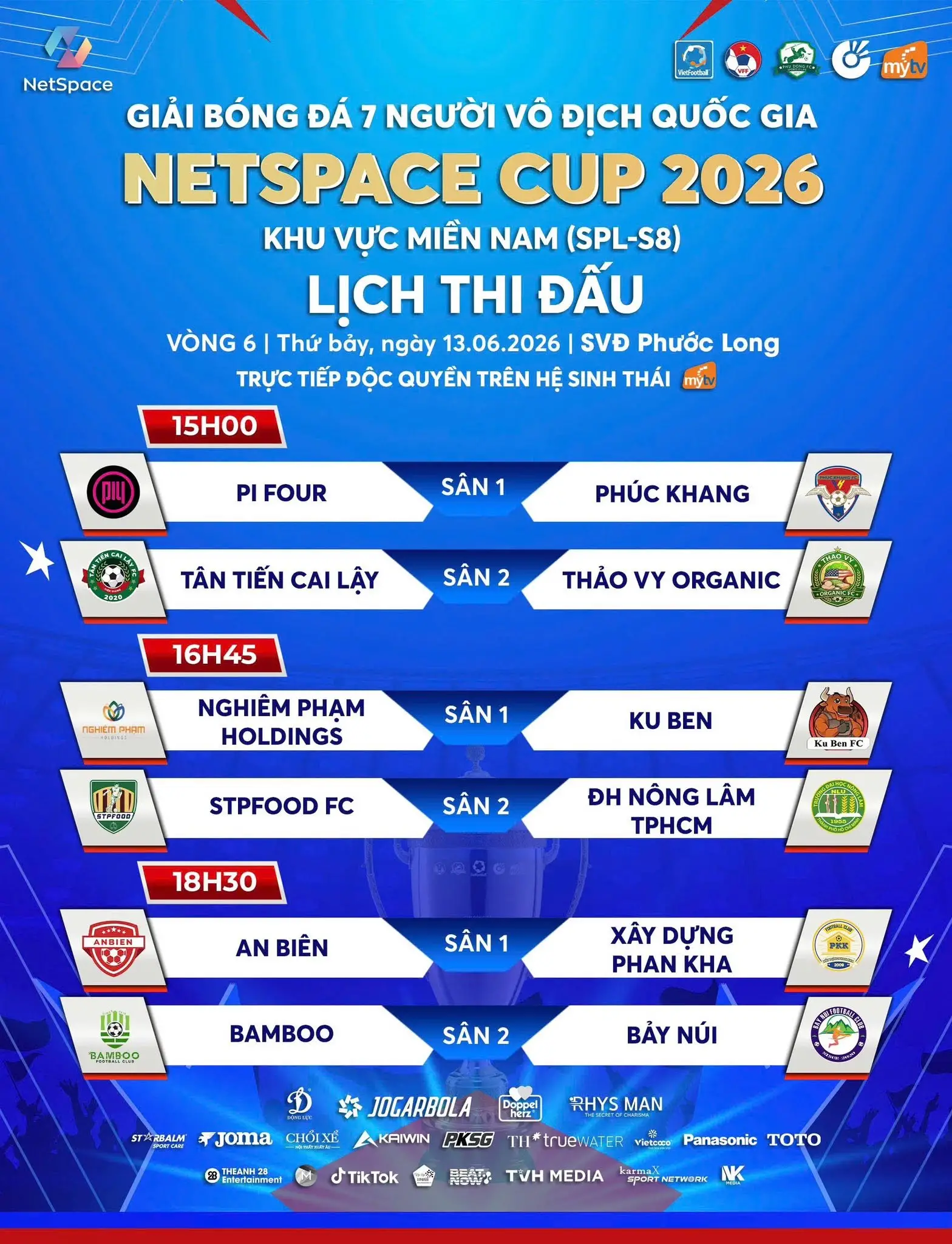 GIẢI BÓNG ĐÁ SPL-S8: LỊCH THI ĐẤU VÒNG 6 VÀ VÒNG 7 CHÍNH THỨC CỦA AN BIÊN, THẢO VY, PHÚC KHANG