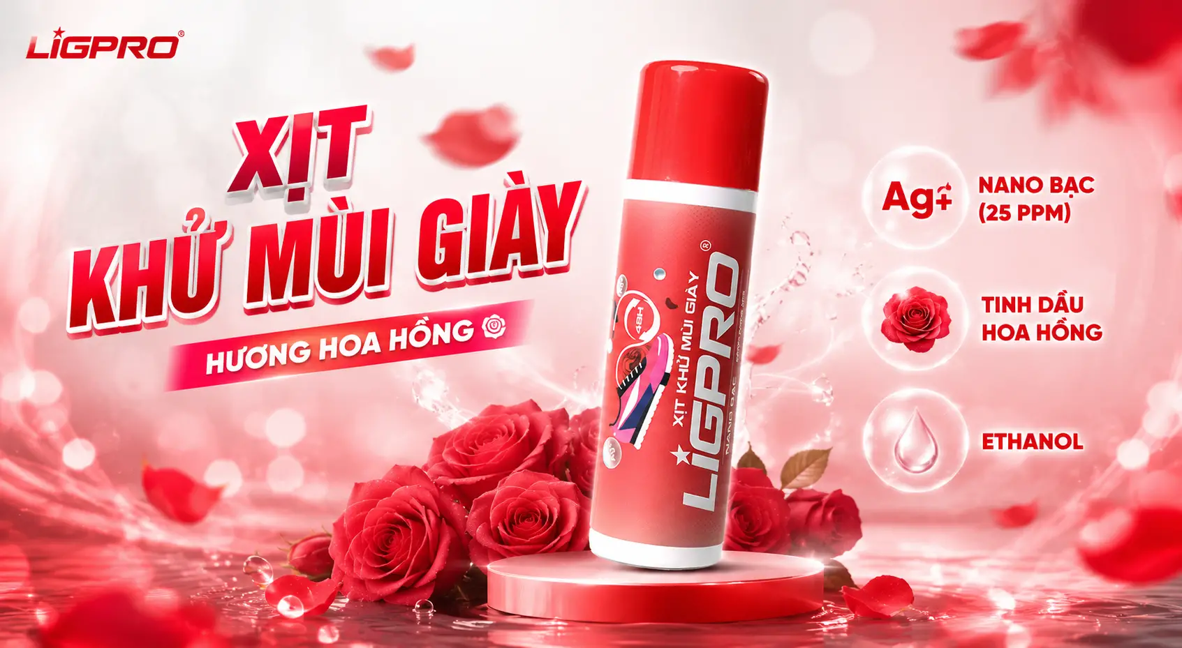 BÍ QUYẾT ĐÁNH BAY GIÀY CÓ MÙI KHÓ CHỊU VỚI XỊT KHỬ MÙI GIÀY LIGPRO NANO BẠC HƯƠNG HOA HỒNG