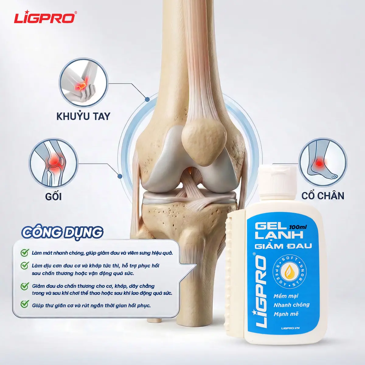 Gel Lạnh Giảm Đau Ligpro 100ml – Giải Pháp Hỗ Trợ Phục Hồi Tức Thì Cho Người Chơi Thể Thao