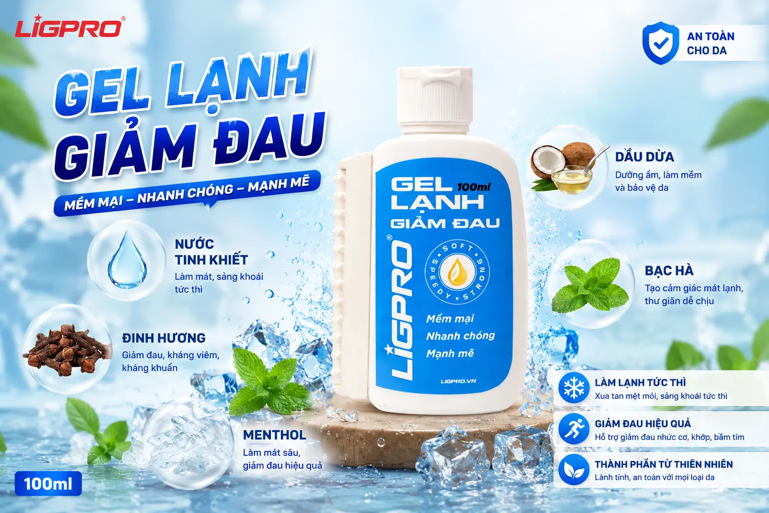 Gel Lạnh Giảm Đau Ligpro 100ml – Giải Pháp Hỗ Trợ Phục Hồi Tức Thì Cho Người Chơi Thể Thao