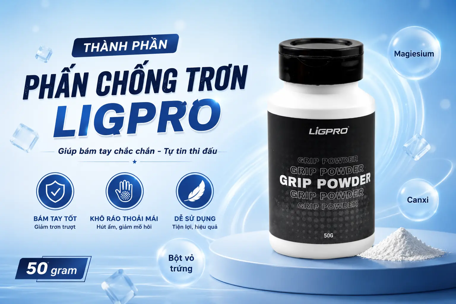 Phấn Thể Thao Ligpro 50g – Giải Pháp Chống Trơn Trượt Và Giữ Tay Khô Thoáng Khi Vận Động