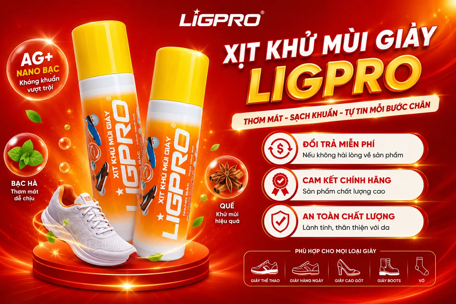 Xịt Khử Mùi Giày Ligpro – Giải Pháp Loại Bỏ Mùi Hôi Hiệu Quả Và Tự Tin Mọi Lúc Mọi Nơi