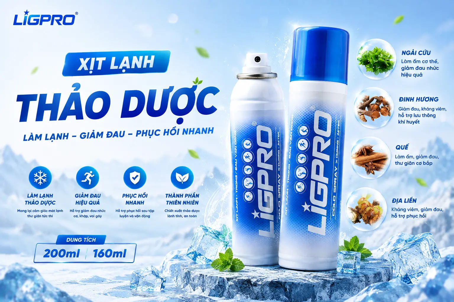 Xịt Lạnh Ligpro – Xịt Lạnh Thảo Dược Hỗ Trợ Làm Mát & Chăm Sóc Cơ Thể Thao