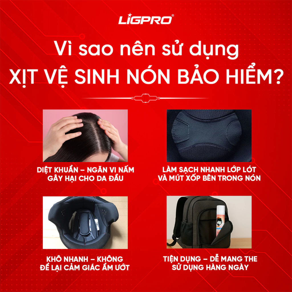 Xịt Vệ Sinh Nón Bảo Hiểm Ligpro: Giải Pháp Làm Sạch Và Hỗ Trợ Giảm Mùi Tiện Lợi