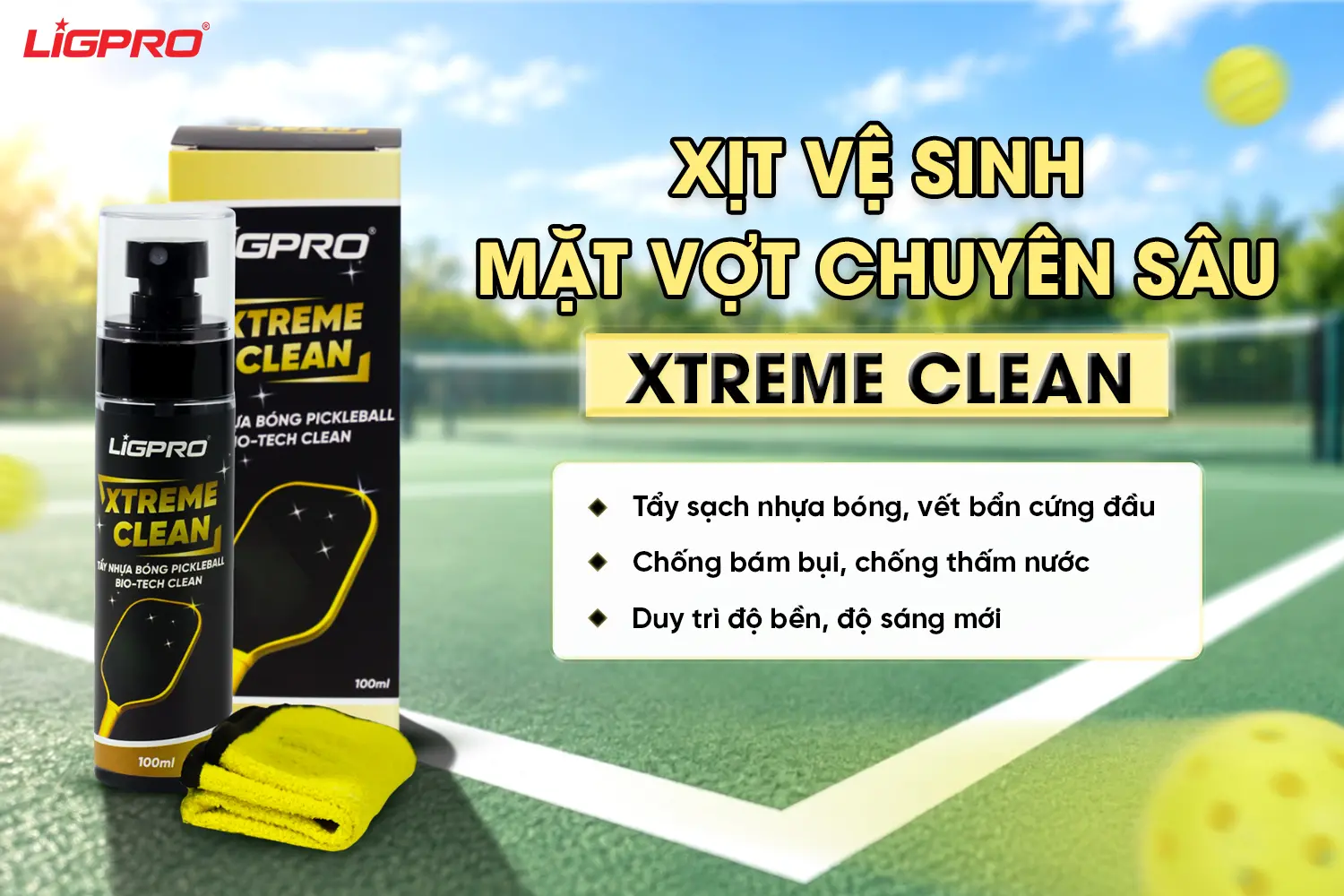 Xịt Vệ Sinh Mặt Vợt Pickleball Ligpro: Giải Pháp Làm Sạch Bụi Bẩn Và Bảo Quản Vợt