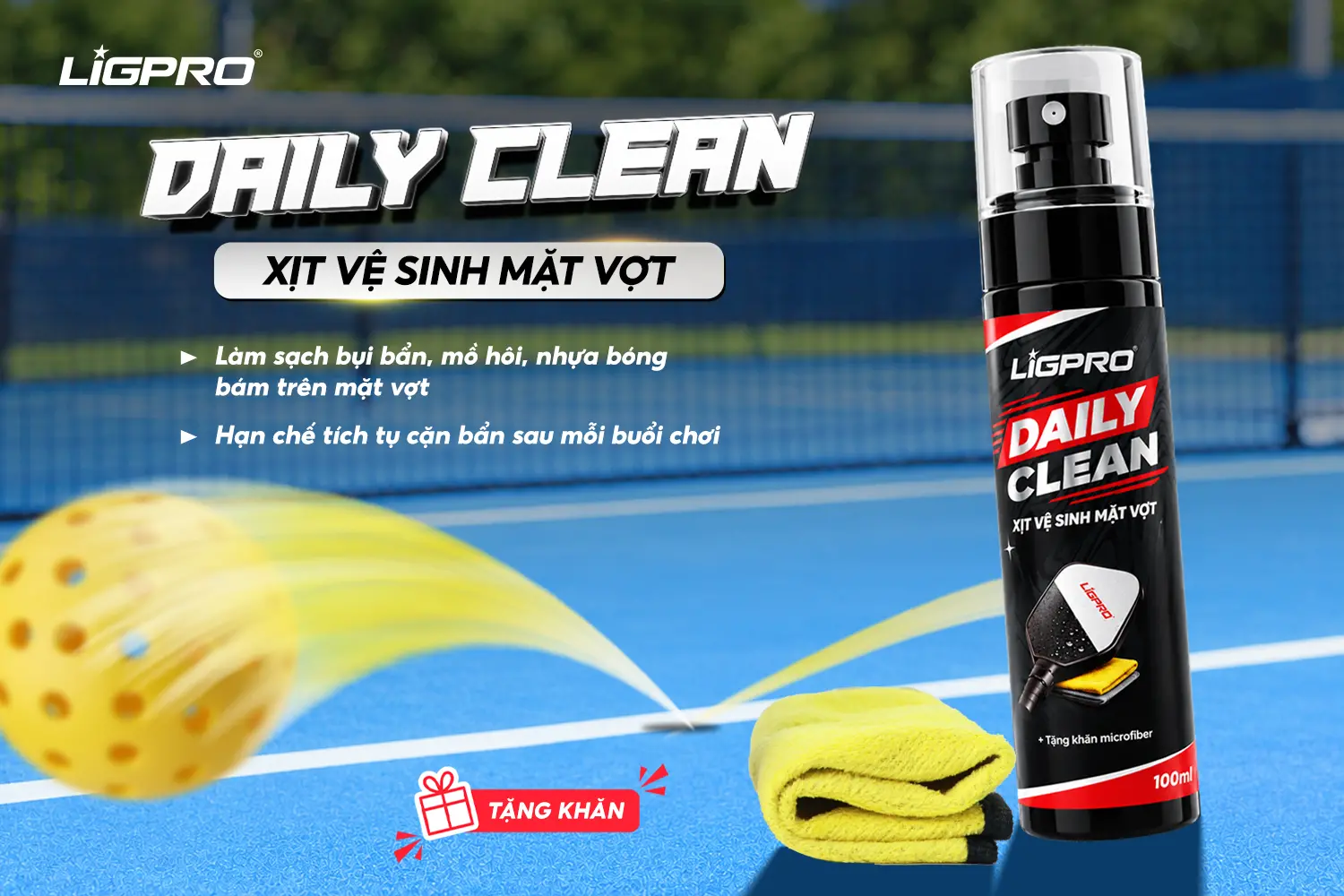 Xịt Vệ Sinh Mặt Vợt Pickleball Ligpro: Giải Pháp Làm Sạch Bụi Bẩn Và Bảo Quản Vợt